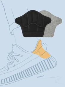 1 Pair Skin-Friendly Velvet Heel Pads, Anti-Slip Heel Stickers, Adjustable Half Size Insoles For Sneakers, Casual Shoes, Tall Boots - Black - View 3