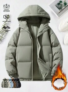 Men's Winter Outdoor Casual Loose Windproof Waterproof Cold-Resistant Warm Hooded Padded Jacket - Grey - View 2