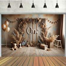 1 片聚酯纤维，用于一周岁生日派对背景，多功能摄影背景，无需电源，适用于户外和工作室装饰，蛋糕桌横幅