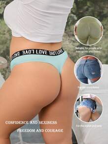 5 pièces Femmes grande taille Style Sport Taille Haute Élastique Strings V, Culotte Triangle Sexy Simple Confortable Respirante, Lettre Taille Large Plus grande taille Fitness Yoga, Ensemble Combiné de Culottes
