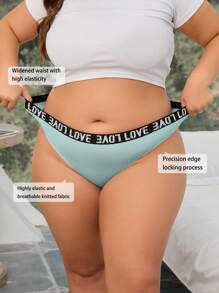 5 pièces Femmes grande taille Style Sport Taille Haute Élastique Strings V, Culotte Triangle Sexy Simple Confortable Respirante, Lettre Taille Large Plus grande taille Fitness Yoga, Ensemble Combiné de Culottes