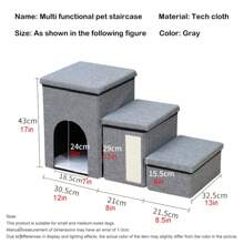 3 Steps Portable Dog Puppy Ladder Doggy Pet Soft Stairs Ramp Storage Boxes - Grey - View 5