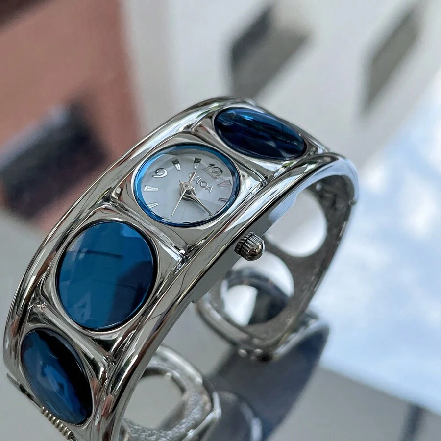 2024 New Dream Goddess Light Luxury Bracelet Design Embedded Gem Crystal Waterproof Watch - 藍色 - 查看 1