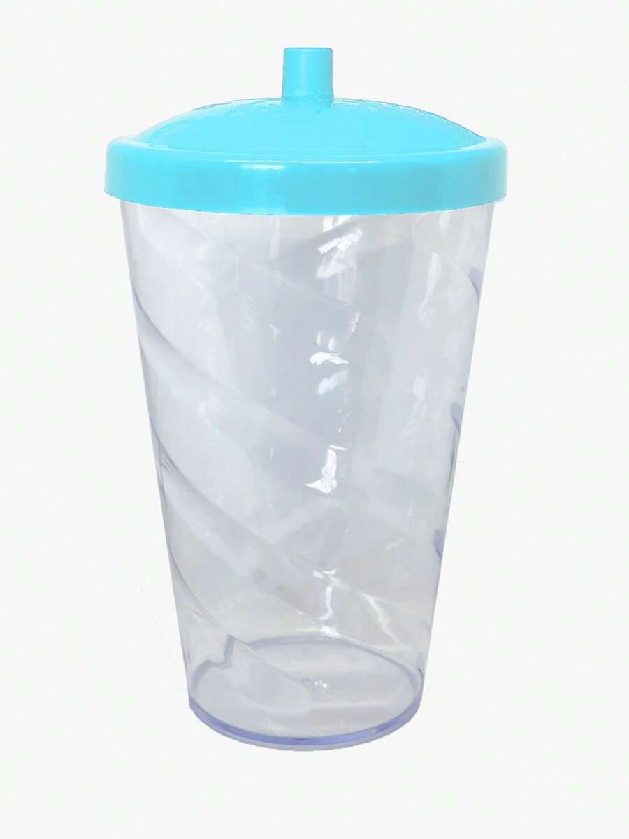 15 Twister Cups 400ML Colored Lid And Transparent Straw - 藍色bb水晶杯 - 查看 1