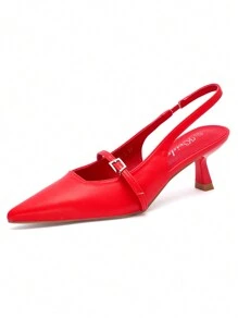 Classic Elegant Solid Color Pointed Toe High Heel Pumps Stylish High Heels - Red - View 2