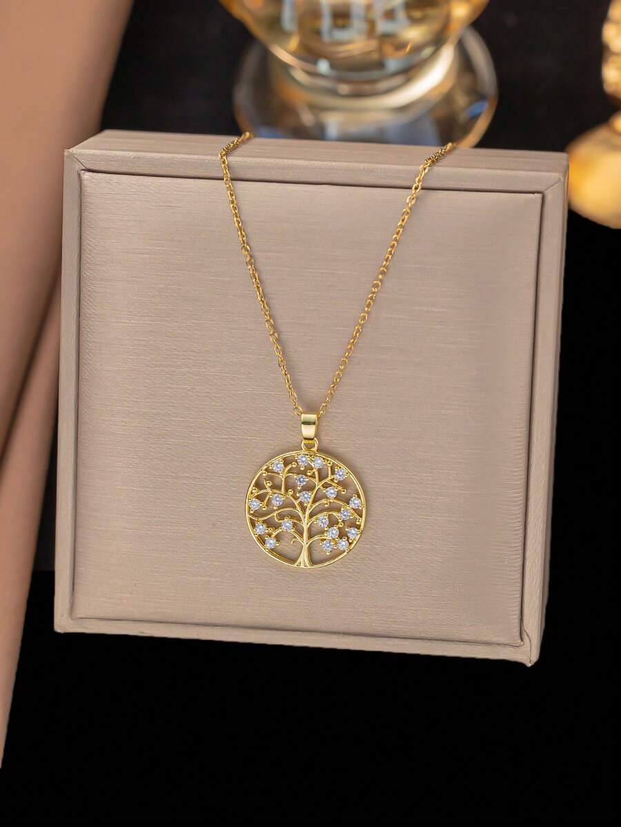 1 chiếc mặt dây chuyền hình hoa 5 cánh bằng thép không gỉ, phong cách mộc mạc, thanh lịch, cổ điển, thời trang thường ngày, thích hợp cho Ngày Valentine, các ngày lễ, mặc hàng ngày, dự tiệc, làm quà tặng (Chỉ đóng gói trong túi OPP để chụp ảnh). - vàng óng ánh - Xem 1