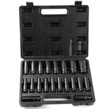 20PCS Deep Impact Socket Set 1/2 Inch Drive Metric 8 - 32mm Heavy Duty 6 Point Impact Socket - 黑色 - 查看 10