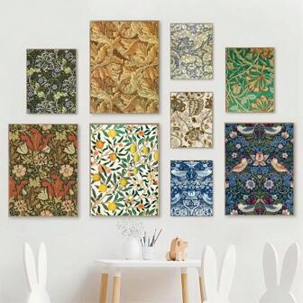 1 件墙面艺术海报复古流行植物艺术花卉美容海报帆布艺术咖啡馆酒吧房间墙壁装饰，帆布艺术，高品质，可选画框