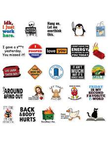 50 张恶作剧表情贴纸 PVC 礼物卡通创意装饰剪贴簿笔记本电脑行李吉他水杯手机壳 DIY 贴花、学校用品、返校 - 彩色 - 查看 8