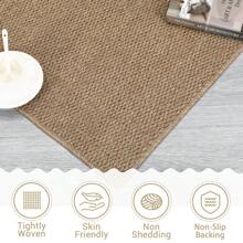 Modern Solid Textured Rug Soft Woven Rug Low Pile Anti-Shedding Rug Washable Area Rug For Living Room Bedroom Farmhouse - màu nâu - Xem 5