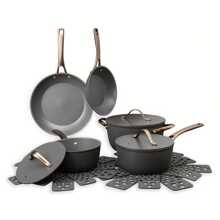 Thyme & Table 12 Piece Aluminum Cookware Set, Gold Pvd