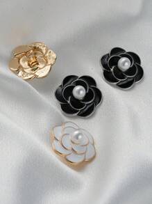 6pcs/Set Retro Camellia Shape Oil Drop Metal Buttons, Suitable For Cardigans, Half-Open Cardigans, Coats, Sweaters, Suits, Jackets, DIY Hair Accessories, Gift Boxes, Jewelry, Sewing Supplies