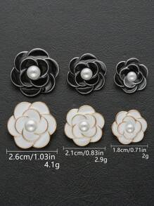 6pcs/Set Retro Camellia Shape Oil Drop Metal Buttons, Suitable For Cardigans, Half-Open Cardigans, Coats, Sweaters, Suits, Jackets, DIY Hair Accessories, Gift Boxes, Jewelry, Sewing Supplies