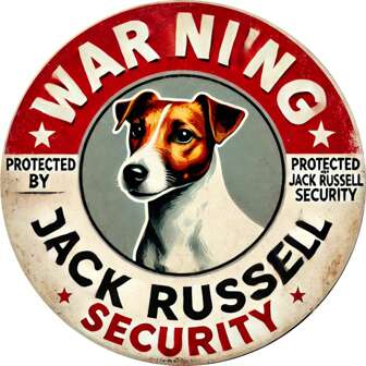 1pc "War Ning" Jack Russell Terrier Vintage Metal Iron Sign Plate, 20x20cm, 2D Art Plaque, For Garden, Garage, Home, Cafe, Bar, Club, Iron Material, Indoor Decoration, Craft Tools & Supplies,Home Decor ,Room Decor,Wall Decor Gifts Birthday Graduation