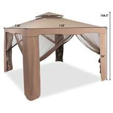 10'x 10' Canopy Gazebo Shelter W/Mosquito Netting Outdoor Patio - Coffee Brown - View 9