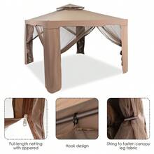 10'x 10' Canopy Gazebo Shelter W/Mosquito Netting Outdoor Patio - Coffee Brown - View 6