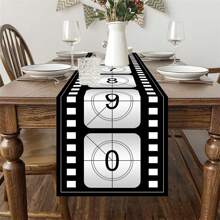 电影胶片桌旗 - 机器制造的电影胶片桌布 - 适用于单身派对、一般活动和电影主题聚会 - 装饰性电影主题桌布 - 送给电影迷和派对主持人的完美礼物