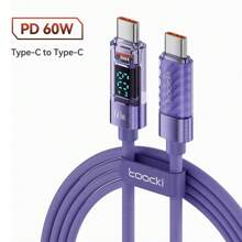 Toocki Type C 转 Type C 数据线 60W PD 快速充电器 USB C 转 USB C 显示屏数据线 适用于 POCO Realme 兼容 Macbook - 彩色 - 查看 14