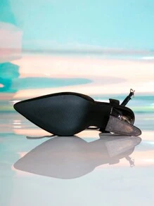 Pointed Toe Hollow-Out Crystal High Heel Pumps For Women - Black - View 6