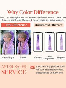 1pc Lantern Bubble Ponytail Extension 24" Ombre Bubble Ponytail Twist Braid With Elastic Band For Girls Kids Hair - Two-Tone - View 8