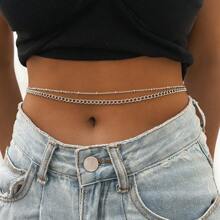 1pc Minimalist Double-Layered Chain Waist Belt, Women, For Date, Holiday, Gift, Daily Wear