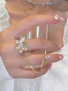 1pc Women's Fashionable Geometric Butterfly Metal Gold Ring, Suitable For Party, Spring