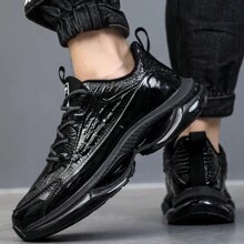 PLUS SIZE Men's Durable Lace Up Hiking Boots, Comfy Non Slip Soft Sole Shoes For Men's Outdoor Activities - Black - View 4