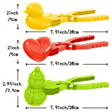 3pcs Snowball Making Tools, Duck, Snowman, Heart Shape, Outdoor Snowball Clip Random Color (3pcs/Set) Birthday Gifts Graduation
