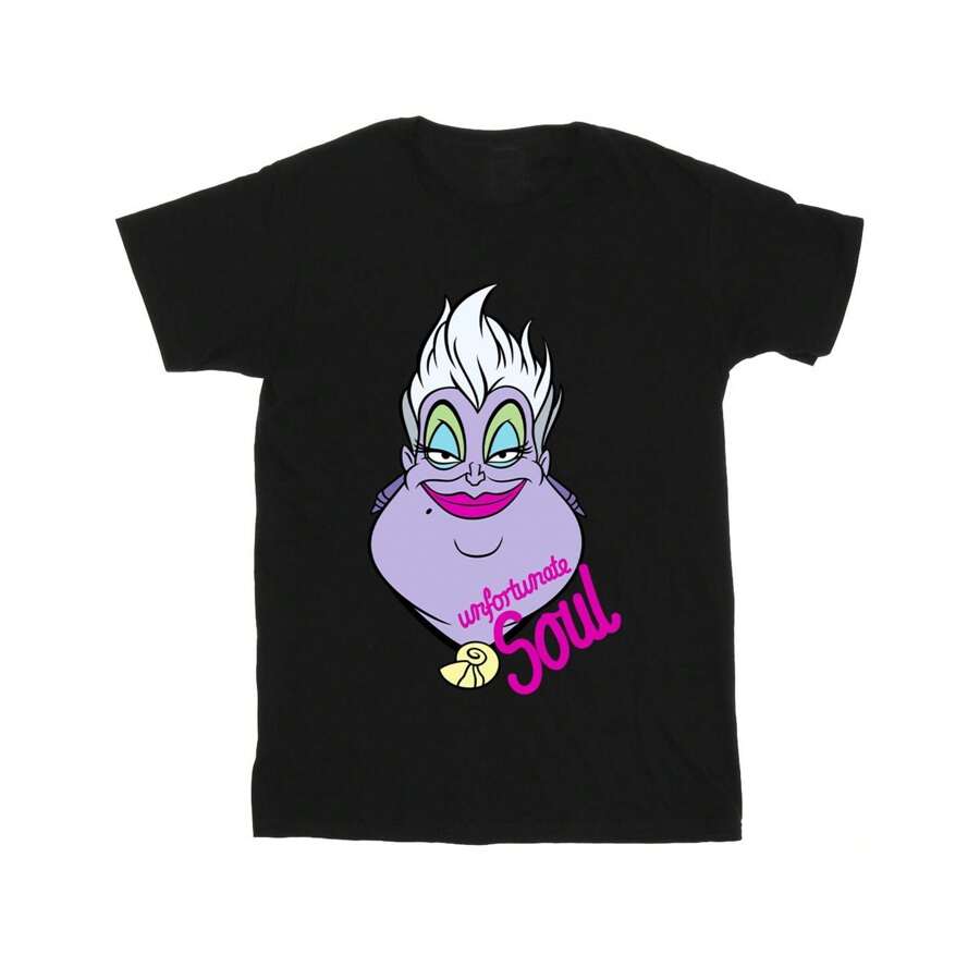 Disney Camiseta de hombre con diseño de villanos Úrsula, Desdichada Alma (Negro) - Negro - Ver 1