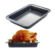 Charola Grande Antiadherente Rectangular de Acero Inoxidable Para Hornear Pasteles Galletas o Pan de Repostería de 47x32cm - Gris Oscuro - Ver 2