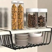 2pcs/1pc Under-Desk Hanging Layered Storage Basket, Student Dorm Room Wardrobe Desk Organizer Rack, Kitchen Spice Rack