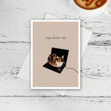 Witzige Geburtstagskarten mit Katzen für Katzenliebhaber, Katze sitzt auf Laptop, Geburtstagskarten, geeignet für alle Anlässe, für Familie und Freunde, Freund, Freundin, jeden