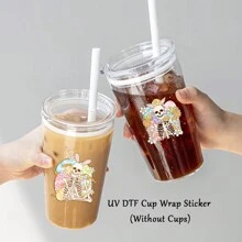 9 件复活节快乐 UV DTF 转印贴纸，适用于玻璃杯、有趣的骷髅兔子设计、3D 水晶标签贴纸，适用于马克杯、玻璃瓶、笔记本电脑、滑板、手提箱、冰箱 - 彩色 - 查看 6