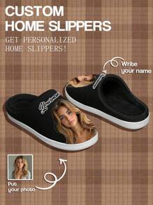 定制3D打印照片毛绒拖鞋，可爱个性化保暖舒适室内家居拖鞋，适合作为情侣、母亲、父亲、未婚妻、家人、朋友、兄弟姐妹的礼物，新年魅力之选