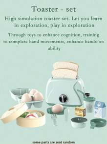 Desktop Toy Toaster Oven Big Set, Pretend Play Toy Set, Fun Stress Relief Toy Set, Mini Kitchen Realistic Toaster Oven Toy With Manual Function Timer Rotating Ejection Desktop Fun Toy, Realistic Mini Water Dispenser Set With Water, Light And Sound Effects, Cup, Birthday Gift (No Battery Included)