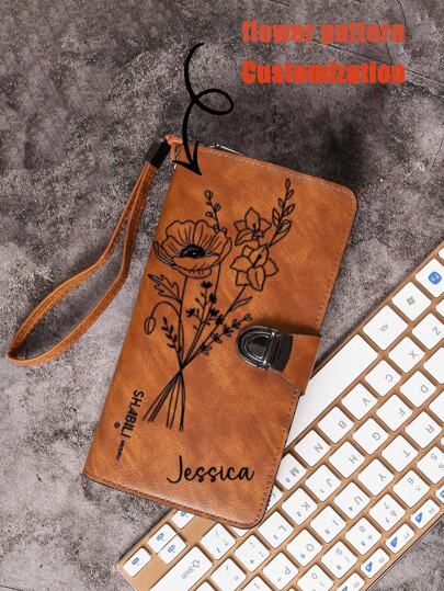 Customized Retro Bifold Zipper Lock Wallet, PU Leather Long Wallet For Men & Women, Daily Use Gift Valentines,Purses And Bags Women,Tendencia Local,School Supplies,Back To School,School Gift,For Office,For School,For Classroom,For Teacher Gifts,For University,For Colleague,For Dorm Rooms,For Teacher,For Boys And Girls,For Teenagers,Junior High School Students,Middle School Students,High School Senior High School Students,College Students,University Students,Freshman,Sophomore,Underclassmen