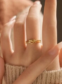 BALMORA A Vintage S925 Silver Simple Rose Gold Ring For Women Girls Charming Retro Double Knot Rope Elegant Statement Tiny Anillo Jewelry Gift Valentines