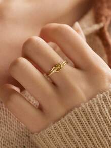 BALMORA A Vintage S925 Silver Simple Rose Gold Ring For Women Girls Charming Retro Double Knot Rope Elegant Statement Tiny Anillo Jewelry Gift Valentines