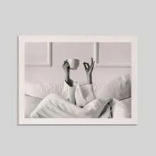 1幅现代时尚黑白斜倚女子帆布艺术画 - 无框墙面装饰，适用于卧室、客厅、厨房和走廊 - 理想的家居装饰，房间装饰 - 彩色 - 查看 14