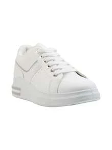Retro Elegant Luxury Sequin Colorblock Snakeskin Embossed Casual Comfortable Sports Sneakers - White - View 2