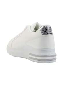 Retro Elegant Luxury Sequin Colorblock Snakeskin Embossed Casual Comfortable Sports Sneakers - White - View 4