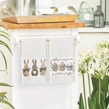 2pcs Rabbit Easter Egg, Easter Stripes Microfiber Dish Cloth, 40x60cm Seasonal Kitchen Decor Towel, Household Decorative Kitchen Cleaning Napkin - Stripe - View 7