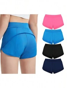 EXARUS 4 Pack Girls Running Athletic Shorts Low Rise/High Waisted Teen Kids Sports Active Basketball Short 6-14Y - set2 - View 1