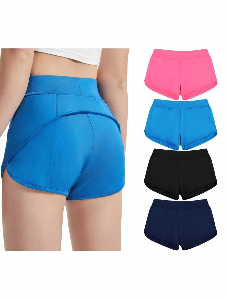 EXARUS 4 Pack Girls Running Athletic Shorts Low Rise/High Waisted Teen Kids Sports Active Basketball Short 6-14Y - set2 - View 1