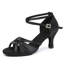 Zapatos de baile latino para mujer Salsa Tango Salón Zapatos de práctica de baile profesional Tacón 5/7cm, 34-41EU. - Tacón negro de 7 cm. - Ver 1