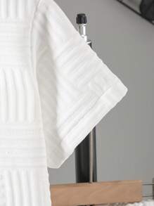 Boys Outfit - Boys Summer Casual Wear, White T-Shirt With Letter And Geometric Pattern, Paired With Shorts, Comfortable, Stretchy White Boys Sweatshirt For Summer