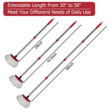 Qulable Spin Mop Replacement Handle - 4-Section 30" To 58" Mop Handle Replacement Stick Compatible With O-Ceda Spin Mop, EasyWring Mop Handle For Floor Cleaning(Mop Head&Base Not Include) (Red) - 酒紅 - 查看 8