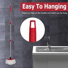 Qulable Spin Mop Replacement Handle - 4-Section 30" To 58" Mop Handle Replacement Stick Compatible With O-Ceda Spin Mop, EasyWring Mop Handle For Floor Cleaning(Mop Head&Base Not Include) (Red) - 酒紅 - 查看 9