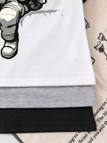3pcs/Set Young Boy Casual Everyday Minimalist Letter Graphic Print Short Sleeve Tee
