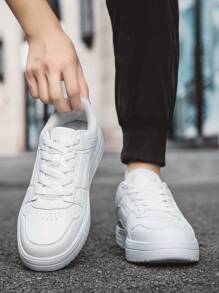 Zapatos deportivos cómodos y de moda, livianos y casuales para adolescentes varones en otoño - Blanco - Ver 2